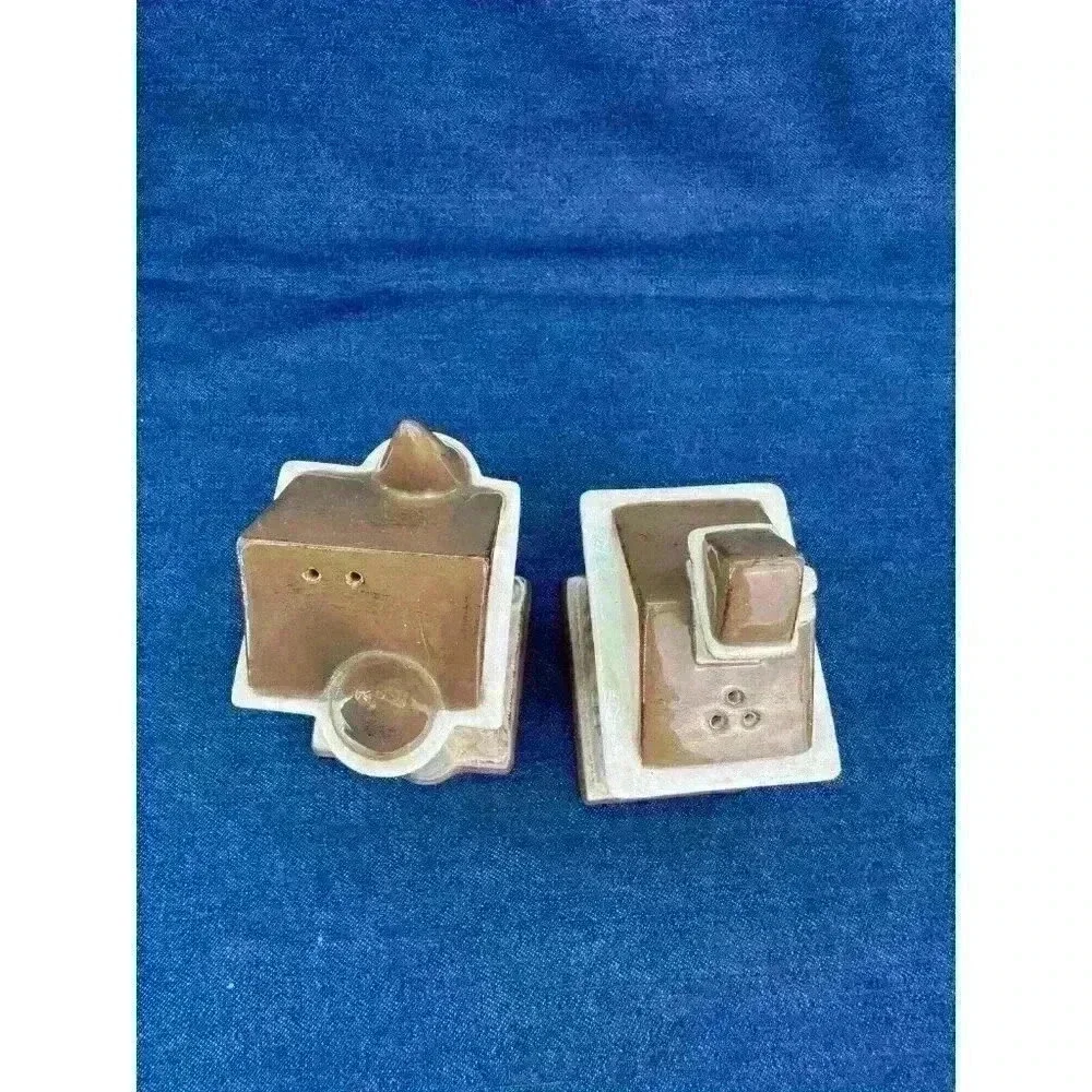 Vintage‎ Church Temple Religion Ceramic Salt & Pepper Shakers With Stand